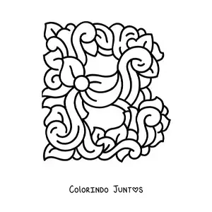 Desenho para colorir de letra B maiúscula decorada