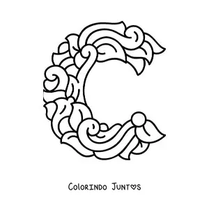 Desenho para colorir de letra C maiúscula decorada