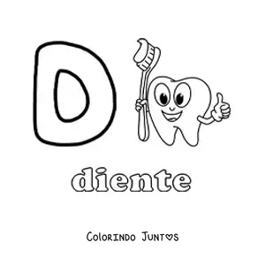 Desenho para colorir de D de dente