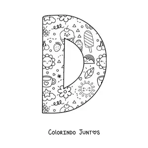 Desenho para colorir da letra D em desenho animado