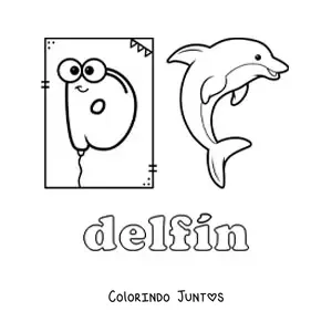 Desenho para colorir de D de golfinho