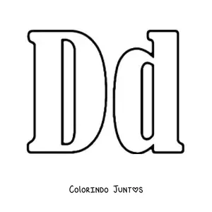 Desenho para colorir de letra D maiúscula e minúscula grande