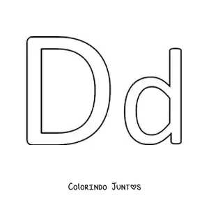 Desenho para colorir de letra D maiúscula e minúscula fácil