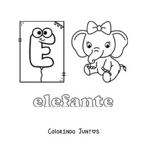 Desenho para colorir de E de elefante