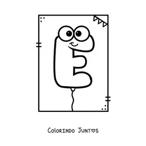 Desenho para colorir da letra E animada em forma de balão