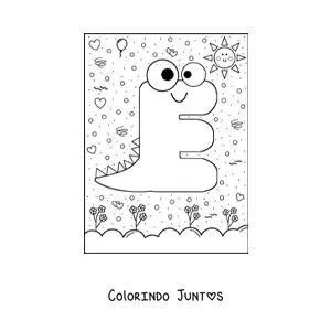 Desenho para colorir da letra E animada em forma de monstro em desenho animado