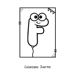 Desenho para colorir da letra F animada em forma de balão