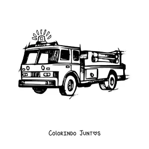 Desenho para colorir de um caminhao de bombeiros com a sirene ligada