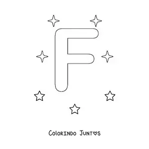 Desenho para colorir de letra F maiúscula com estrelas