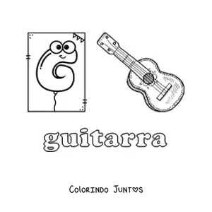 Desenho para colorir de G de guitarra