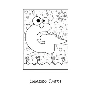 Desenho para colorir da letra G animada em forma de monstro de desenho animado