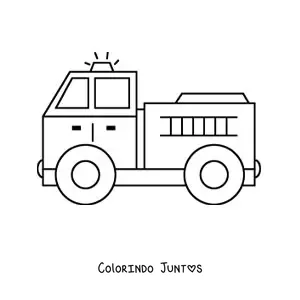 Desenho para colorir de um caminhao de bombeiros com a sirene ligada