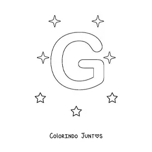 Desenho para colorir de letra G maiúscula com estrelas