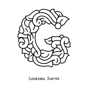 Desenho para colorir de letra G maiúscula decorada