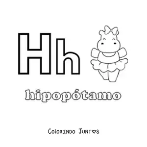 Desenho para colorir de H de hipopótamo