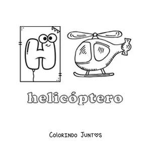 Desenho para colorir de H de helicóptero