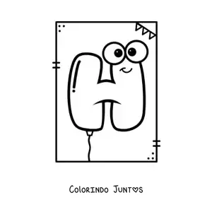 Desenho para colorir da letra H animada em forma de balão
