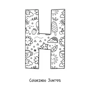 Desenho para colorir da letra H em desenho animado