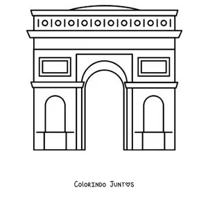 Desenho para colorir do Arco do Triunfo visto de frente