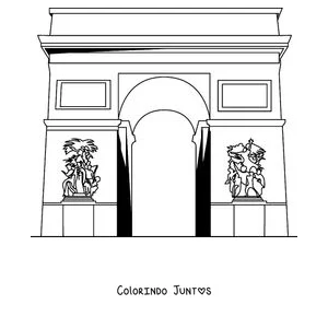 Desenho para colorir do Arco do Triunfo visto de perto