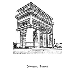 Desenho para colorir do Arco do Triunfo com medalhões na parte de cima