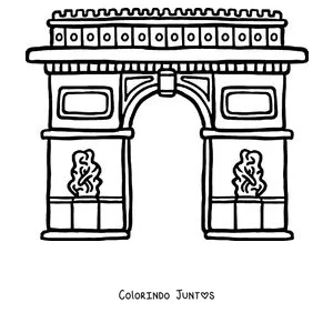 Desenho para colorir do Arco do Triunfo com os seus relevos esculpidos
