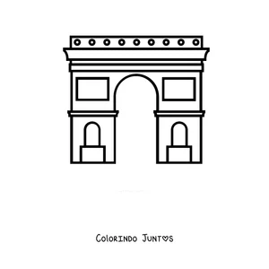Desenho para colorir do Arco do Triunfo de frente em estilo simples