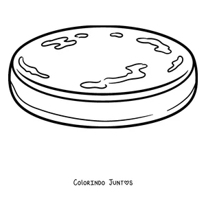 Desenho para colorir de uma arepa redonda e clássica