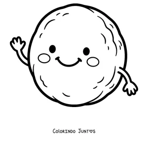 Desenho para colorir de uma arepa com carinha sorridente