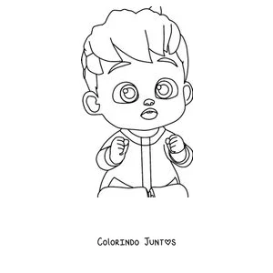 Desenho para colorir do Bebefinn com carinha de surpresa e os punhos fechados