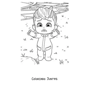 Desenho para colorir do Bebefinn chorando com lagriminhas