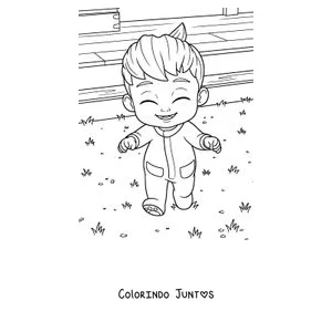 Desenho para colorir do Bebefinn feliz com um grande sorriso