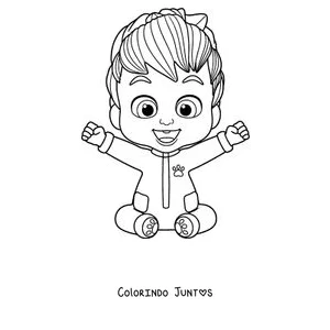 Desenho para colorir do Bebefinn sentado com os braços para cima