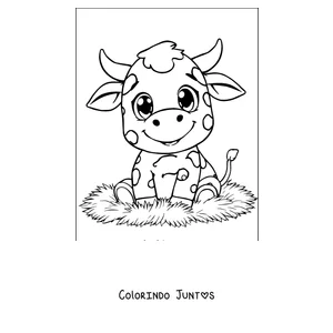 Desenho para colorir de bezerrinho brincalhão de olhos grandes
