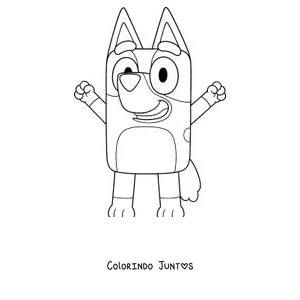 Desenho para colorir da Bluey acenando com os braços para cima
