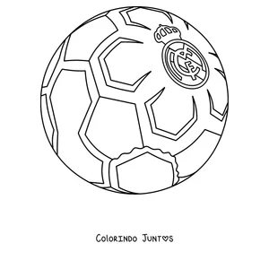 Desenho para colorir de uma bola de futebol com o escudo do Real Madrid