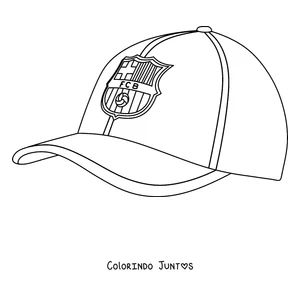 Desenho para colorir de um boné com o escudo do Barcelona