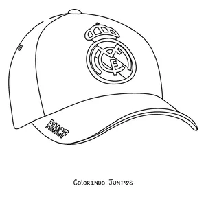 Desenho para colorir de um boné com o escudo do Real Madrid