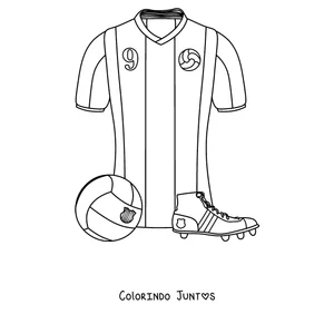 Desenho para colorir da camisa, da bola e das chuteiras do Barcelona