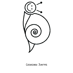 Desenho para colorir de um caracol em pé com a concha em espiral