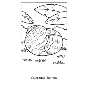 Desenho para colorir de um caracol escondido dentro da concha