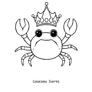 Desenho para colorir de um caranguejo com uma coroa de rei