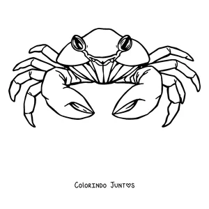 Desenho para colorir de um caranguejo realista visto de cima