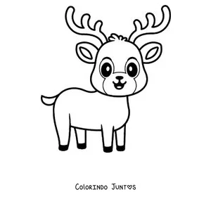 Desenho para colorir de um cervo filhote fofo visto de frente