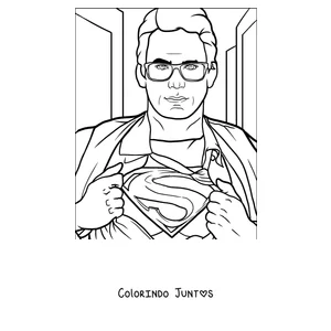 Desenho para colorir do Clark Kent abrindo a camisa para mostrar o S do Superman