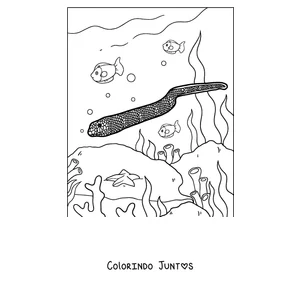 Desenho para colorir de uma cobra-marinha nadando