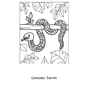 Desenho para colorir de uma cobra enroscada num galho