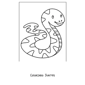 Desenho para colorir de uma cobra simples e sorridente