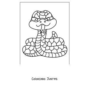 Desenho para colorir de uma cobra sorridente de desenho animado