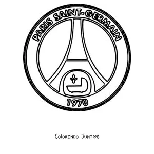 Desenho para colorir do escudo clássico do PSG com o ano de 1970